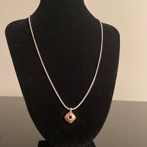 Guess Silver Necklace with Rose Gold Pendant - Picture 1 of 2